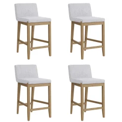 Upholstered Counter Height Bar Stool w/ Back Gray (Set of 4)