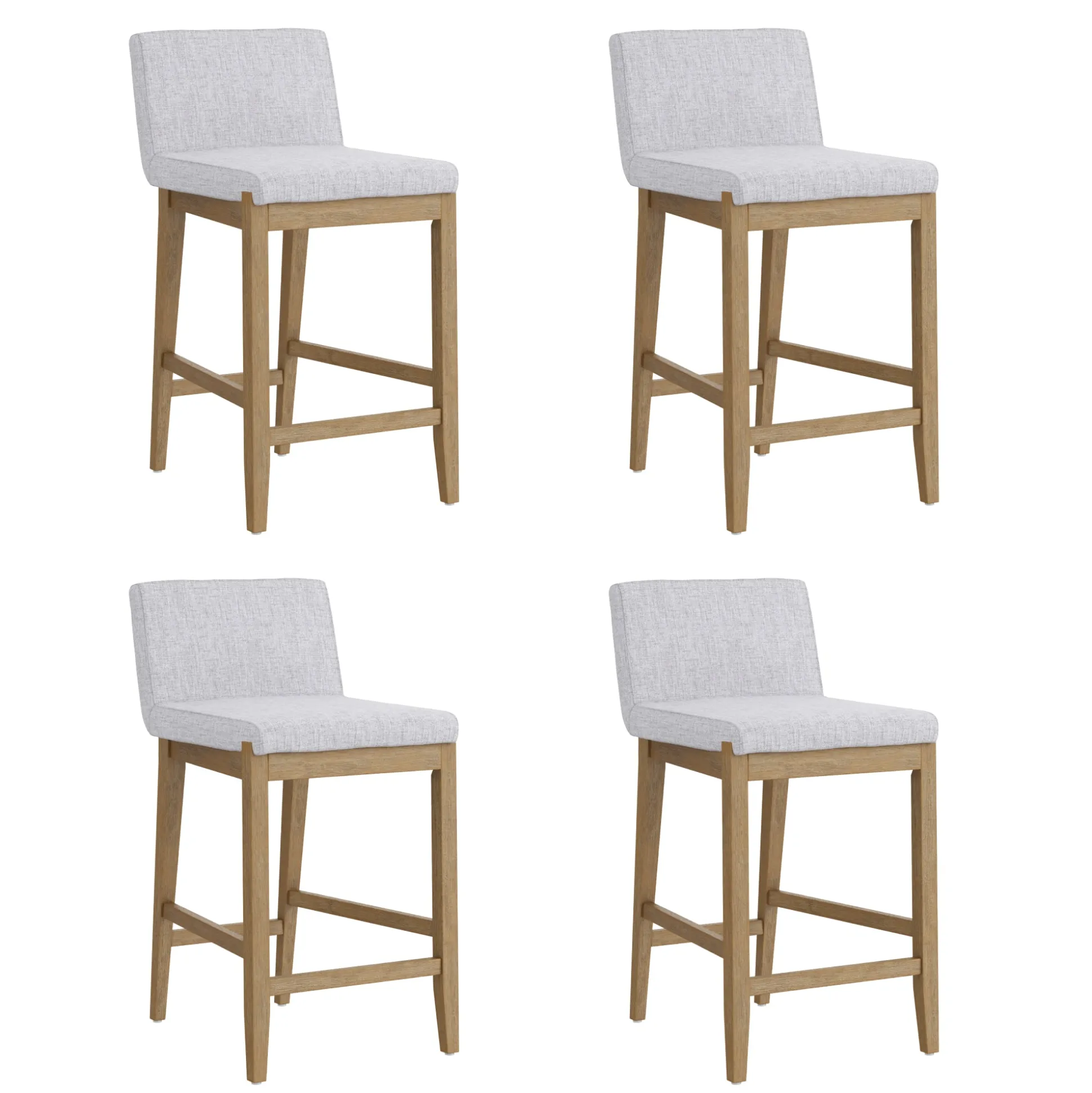 Upholstered Counter Height Bar Stool w/ Back Gray (Set of 4)