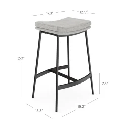 Upholstered Counter Height Saddle Bar Stools Gray (Set of 4)