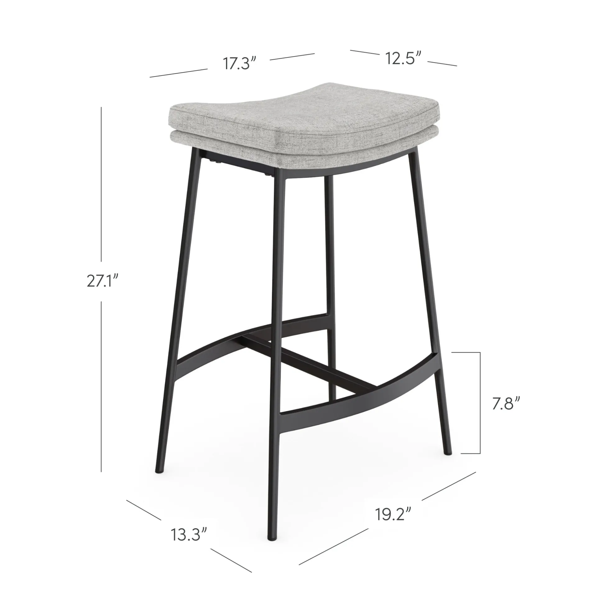 Upholstered Counter Height Saddle Bar Stools Gray (Set of 4)