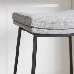 Upholstered Counter Height Saddle Bar Stools Gray (Set of 2)