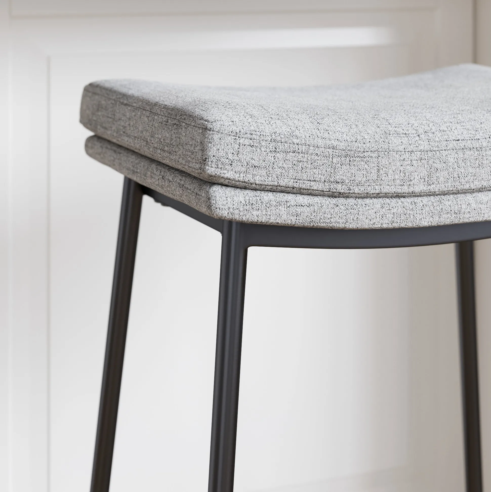 Upholstered Counter Height Saddle Bar Stool Gray