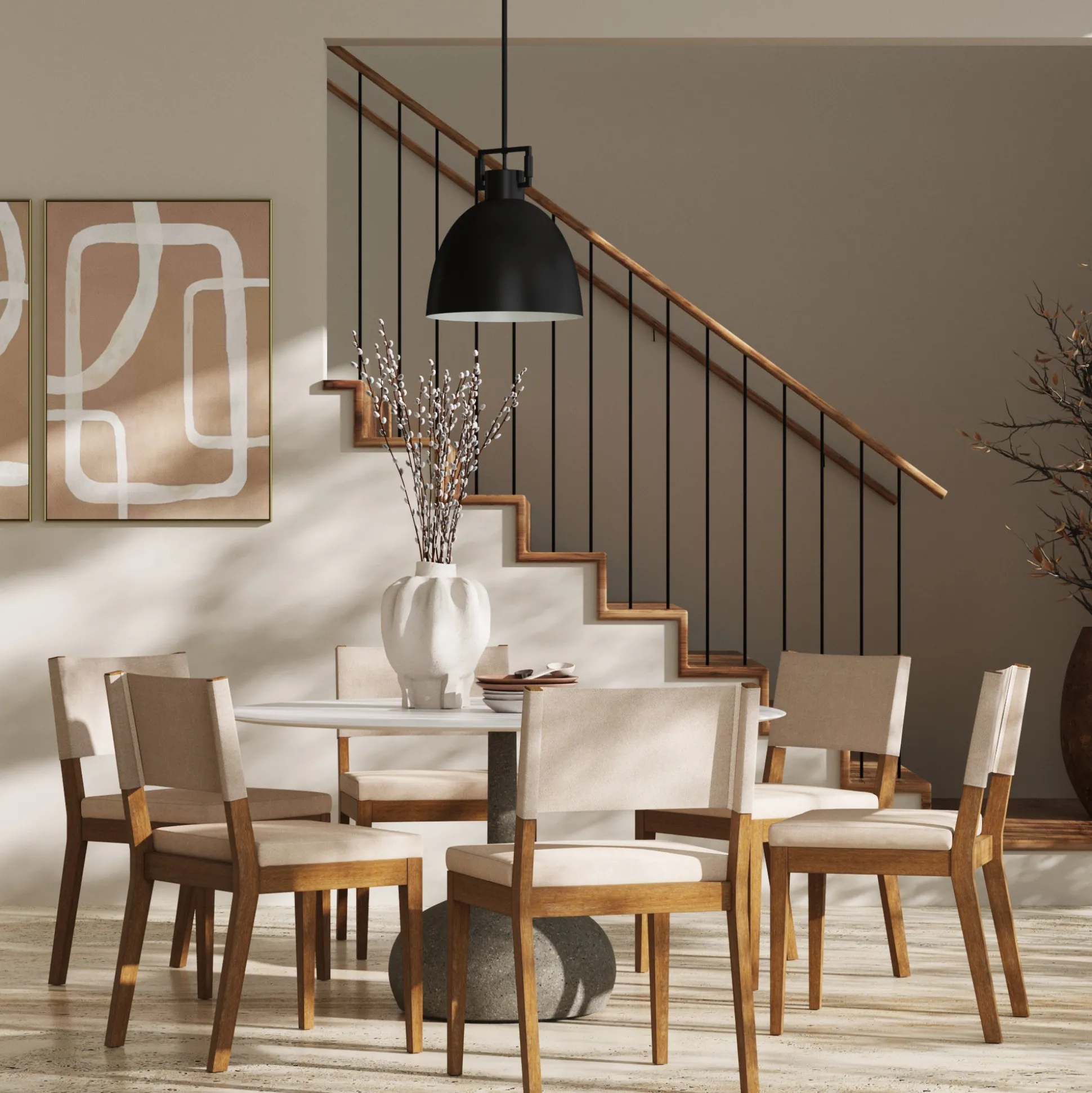 Upholstered Dining Chair Light Brown (Set of 6)