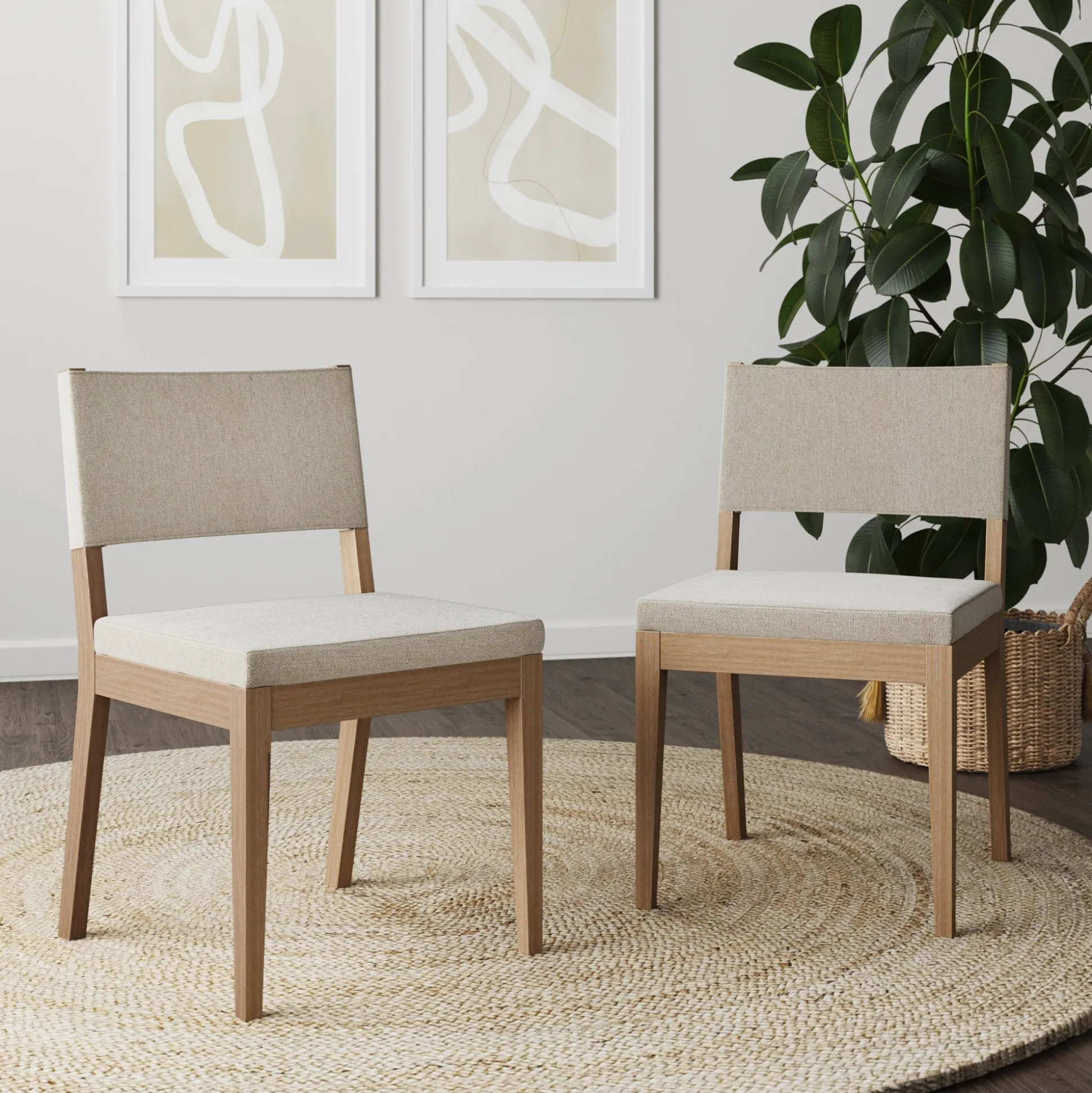 Upholstered Dining Chair Light Brown (Set of 2)