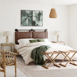Upholstered King Wall Mount Headboard Brown