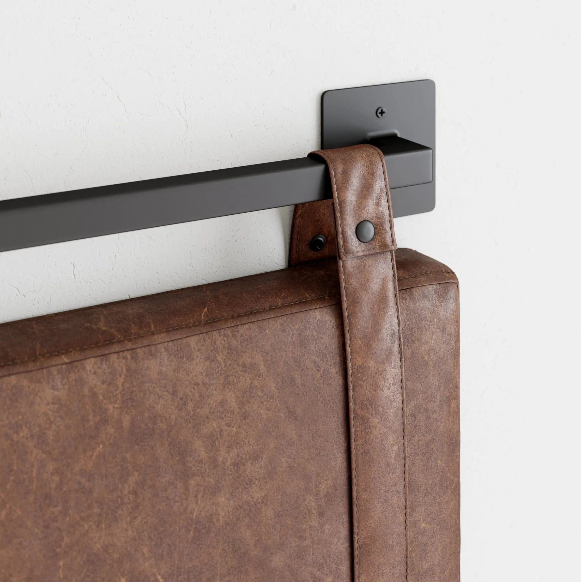 Upholstered King Wall Mount Headboard Brown