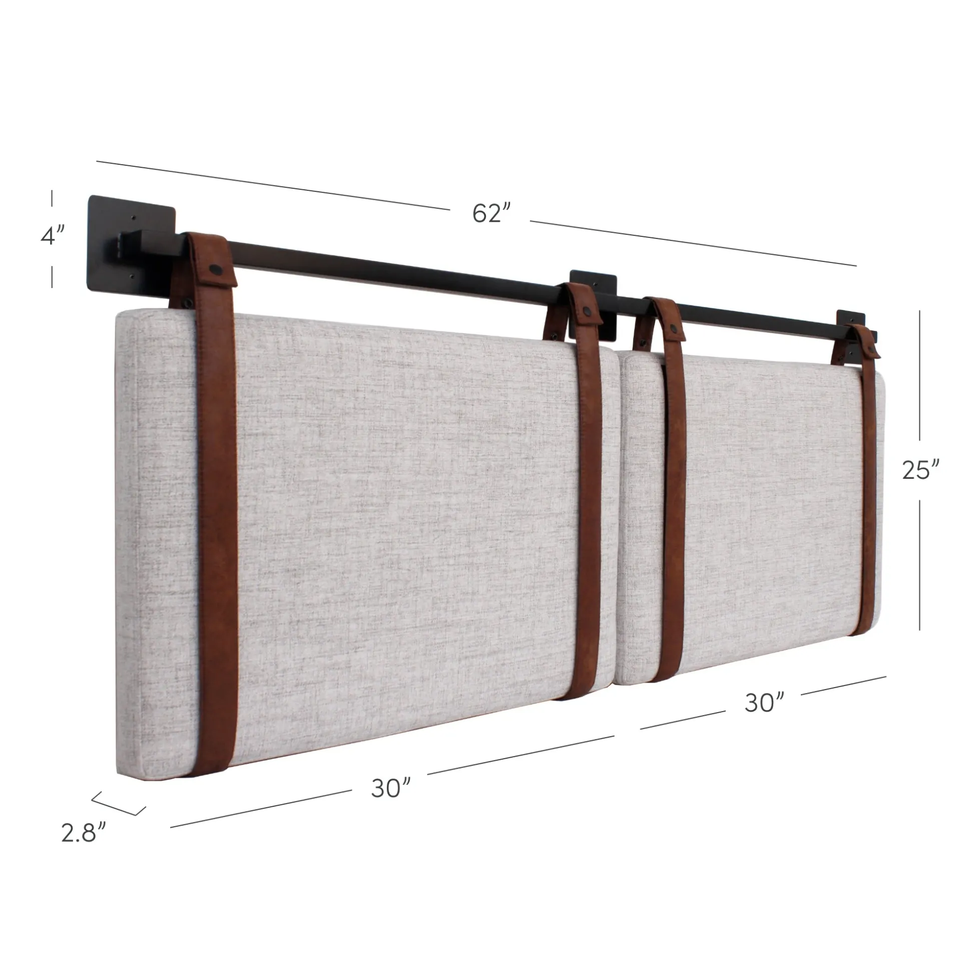Upholstered Queen Wall Mount Headboard Gray