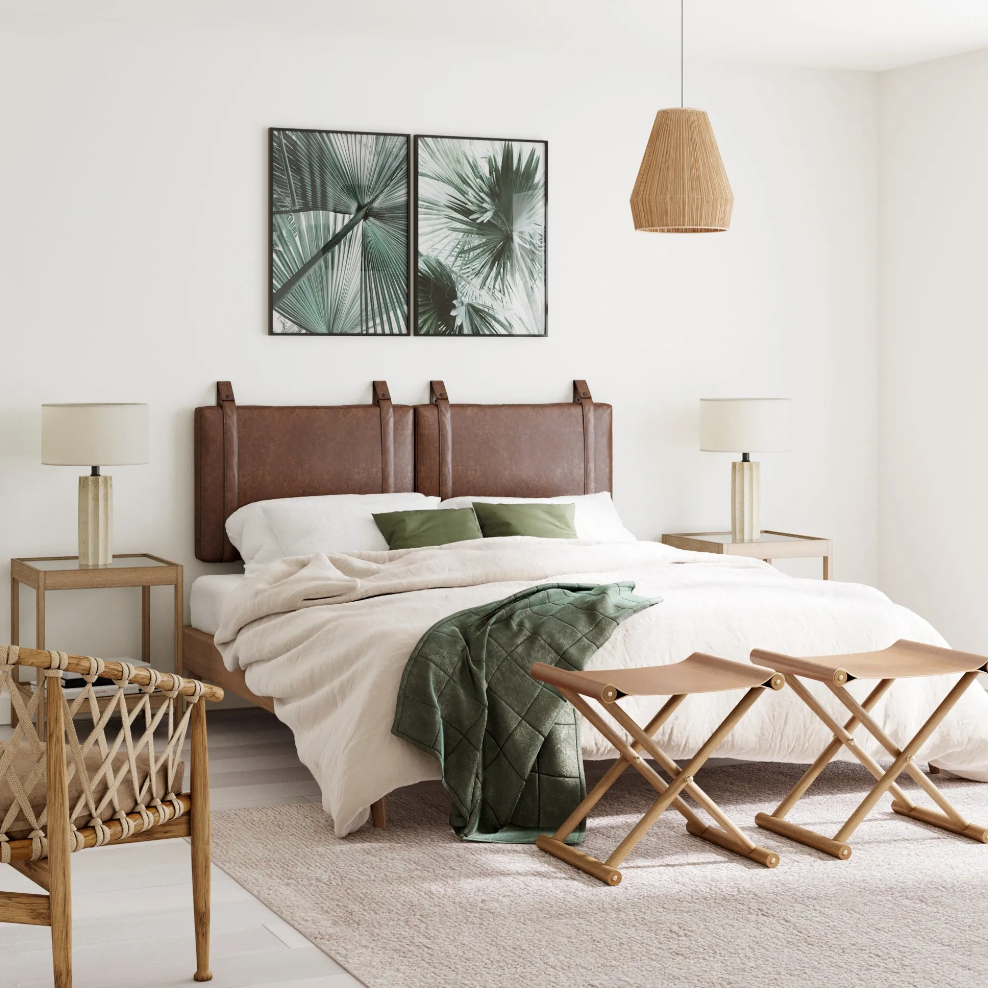 Upholstered Queen Wall Mount Headboard Brown