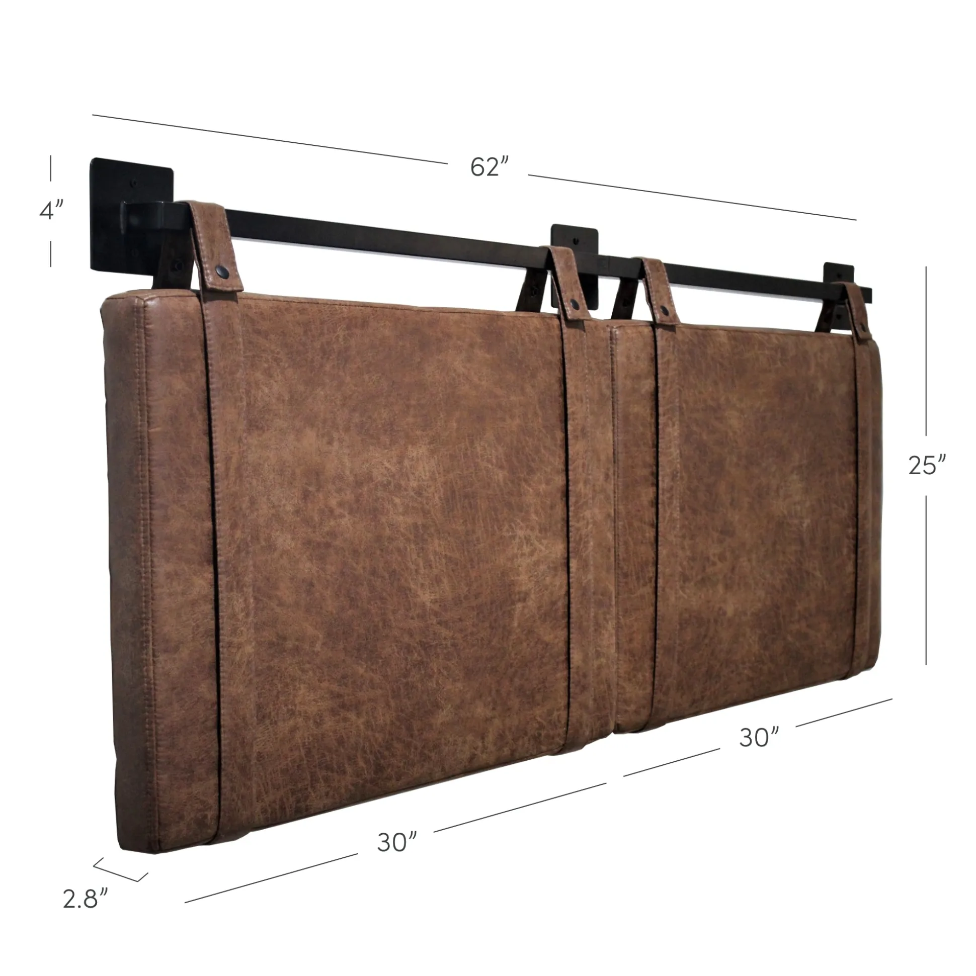 Upholstered Queen Wall Mount Headboard Brown