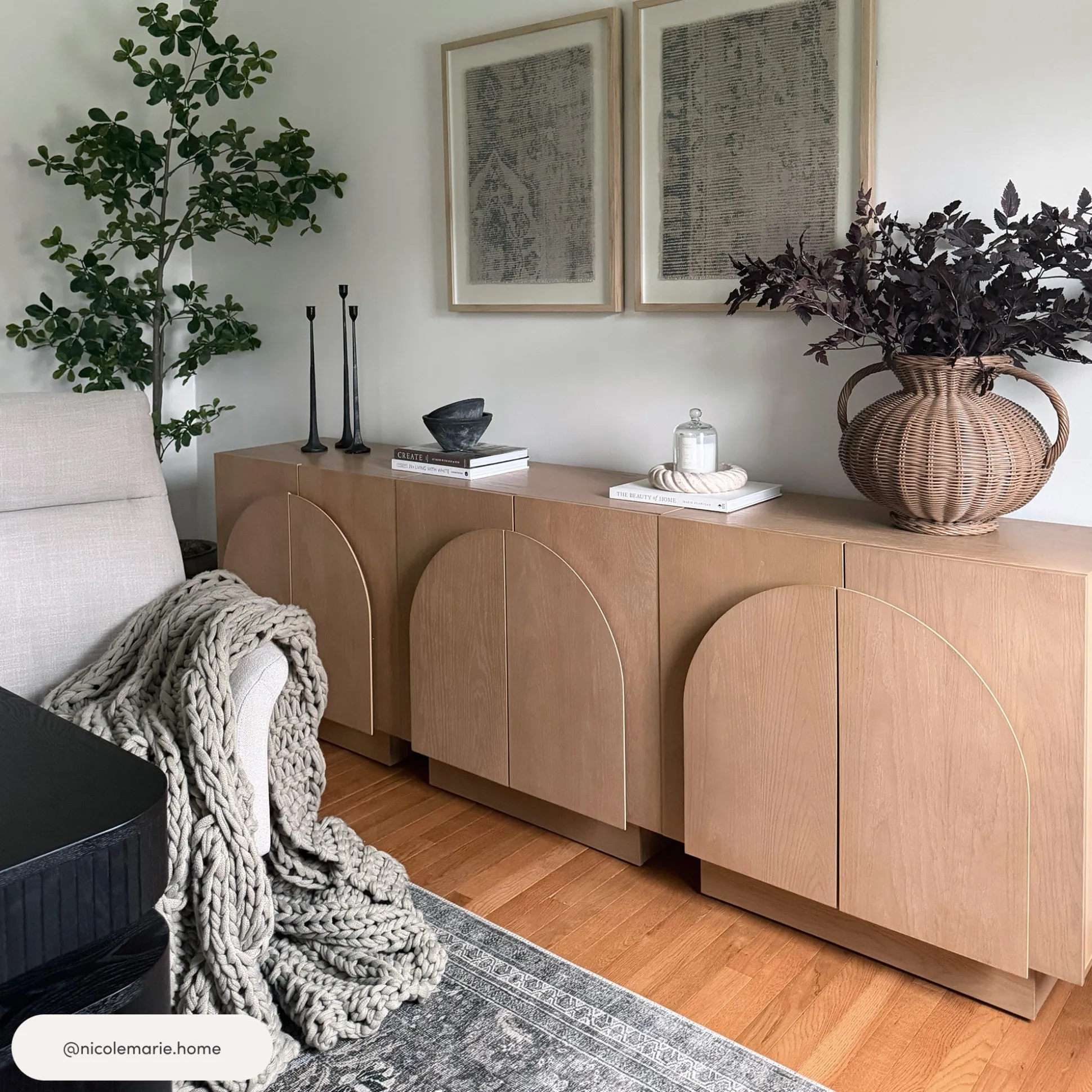 Wood Arched TV Console Stand for TVs up to 65" Oak