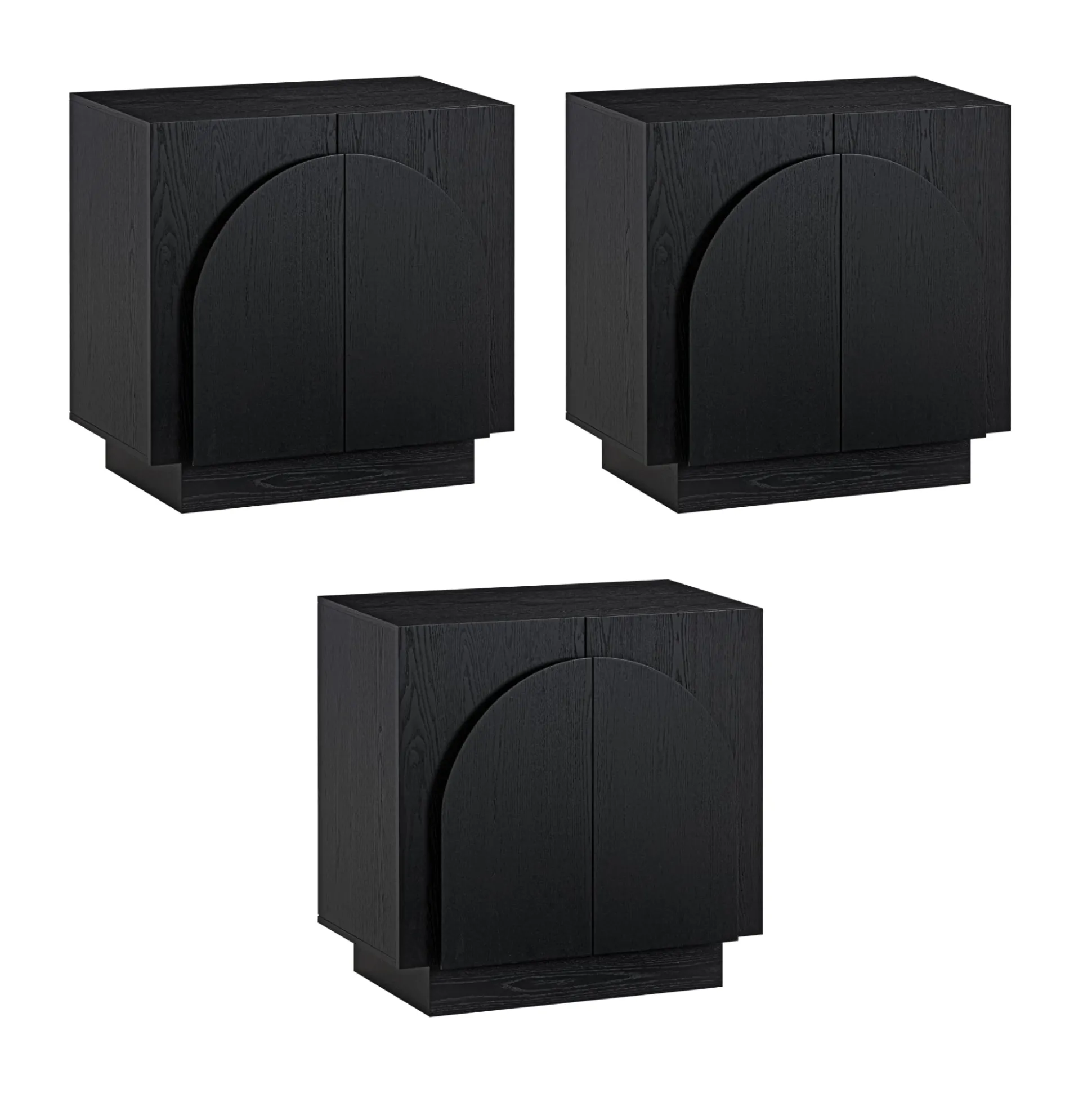 Wood Arched TV Console Stand for TVs up to 75" Black