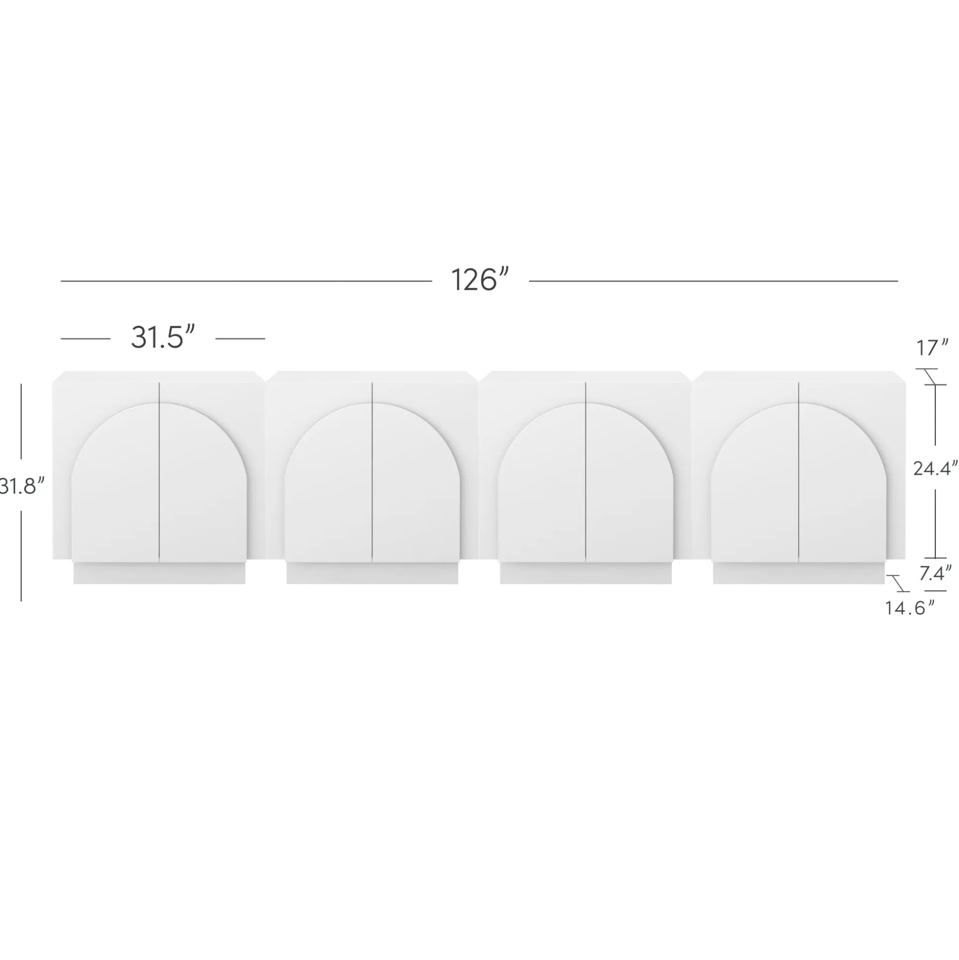 Wood Arched TV Console Stand for TVs up to 100" White