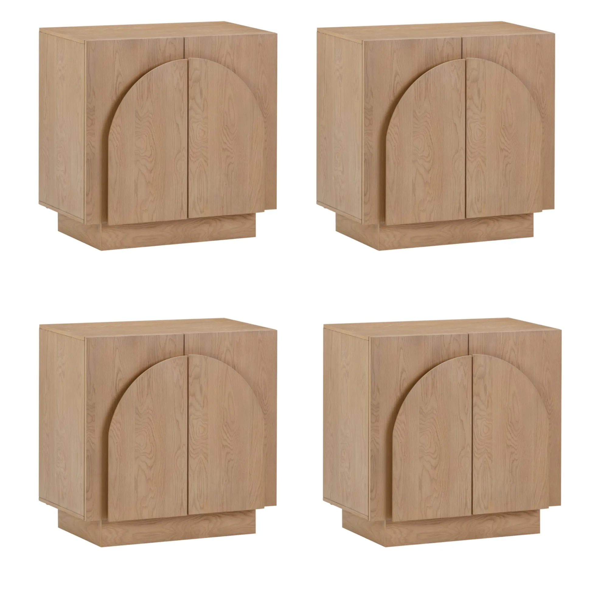 Wood Arched TV Console Stand for TVs up to 100" Oak