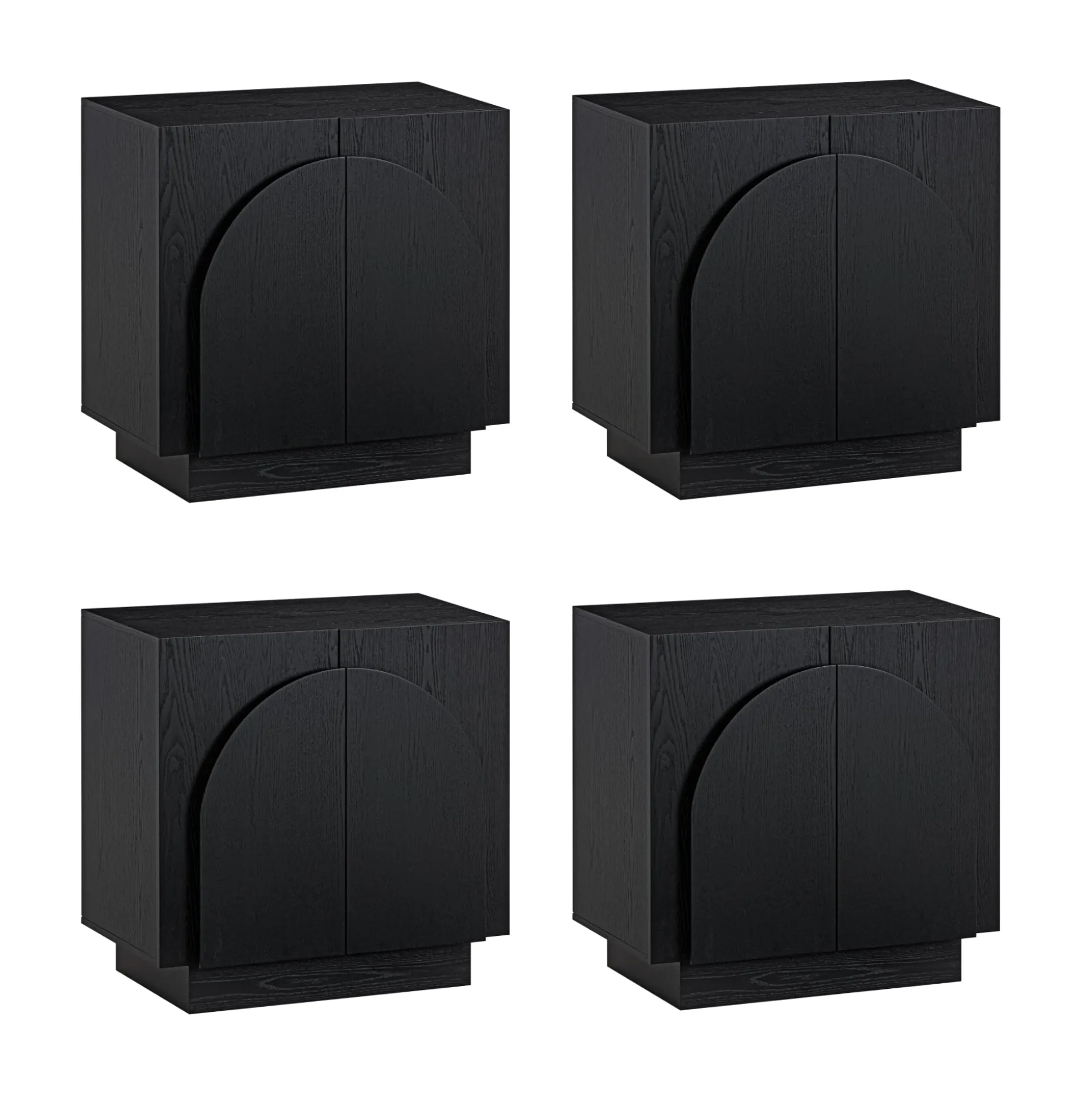 Wood Arched TV Console Stand for TVs up to 100" Black