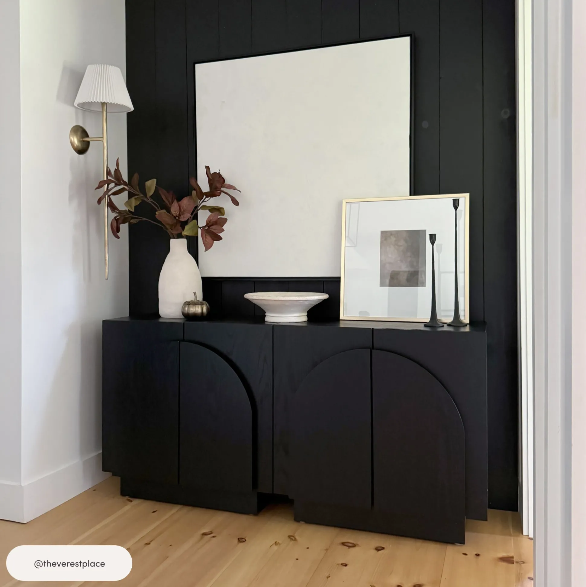 Wood Arched TV Console Stand for TVs up to 100" Black