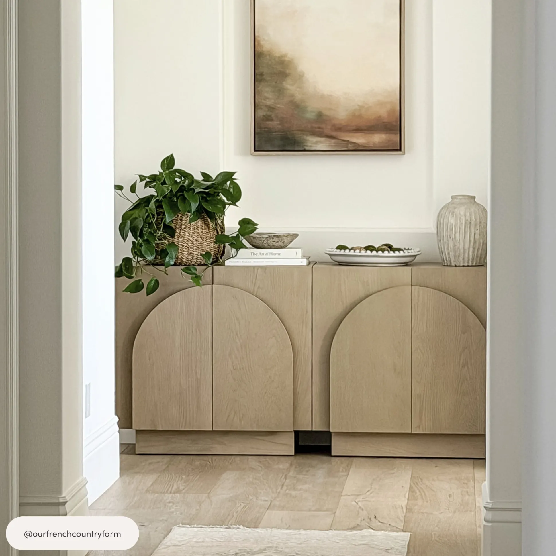 Wood Arched TV Console Stand for TVs up to 75" Gray Oak