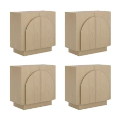 Wood Arched TV Console Stand for TVs up to 100" Gray Oak