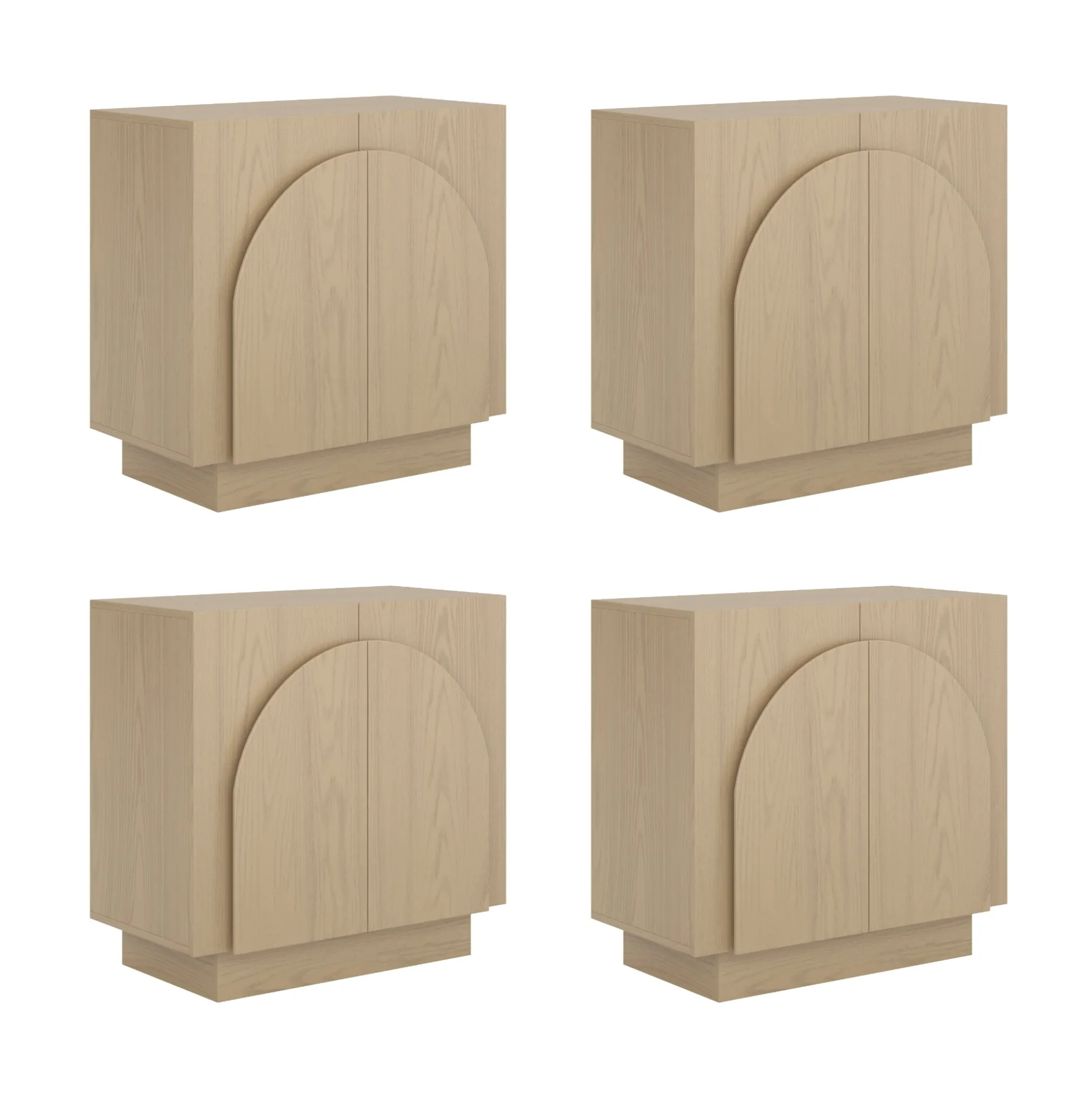 Wood Arched TV Console Stand for TVs up to 100" Gray Oak