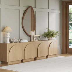 Wood Arched TV Console Stand for TVs up to 100