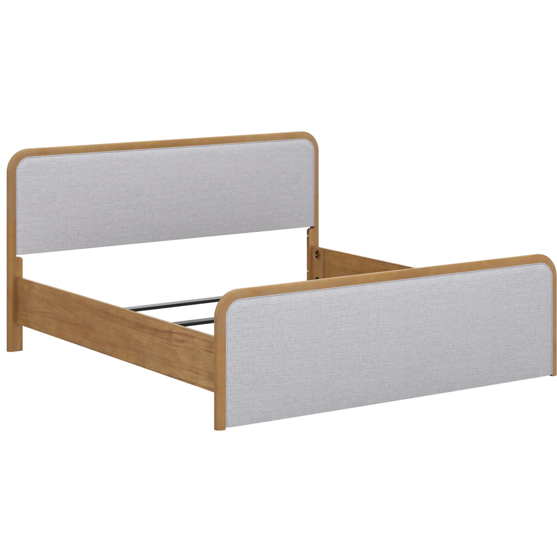 Wood Bed Frame in Feather Gray Upholstery | Size King
