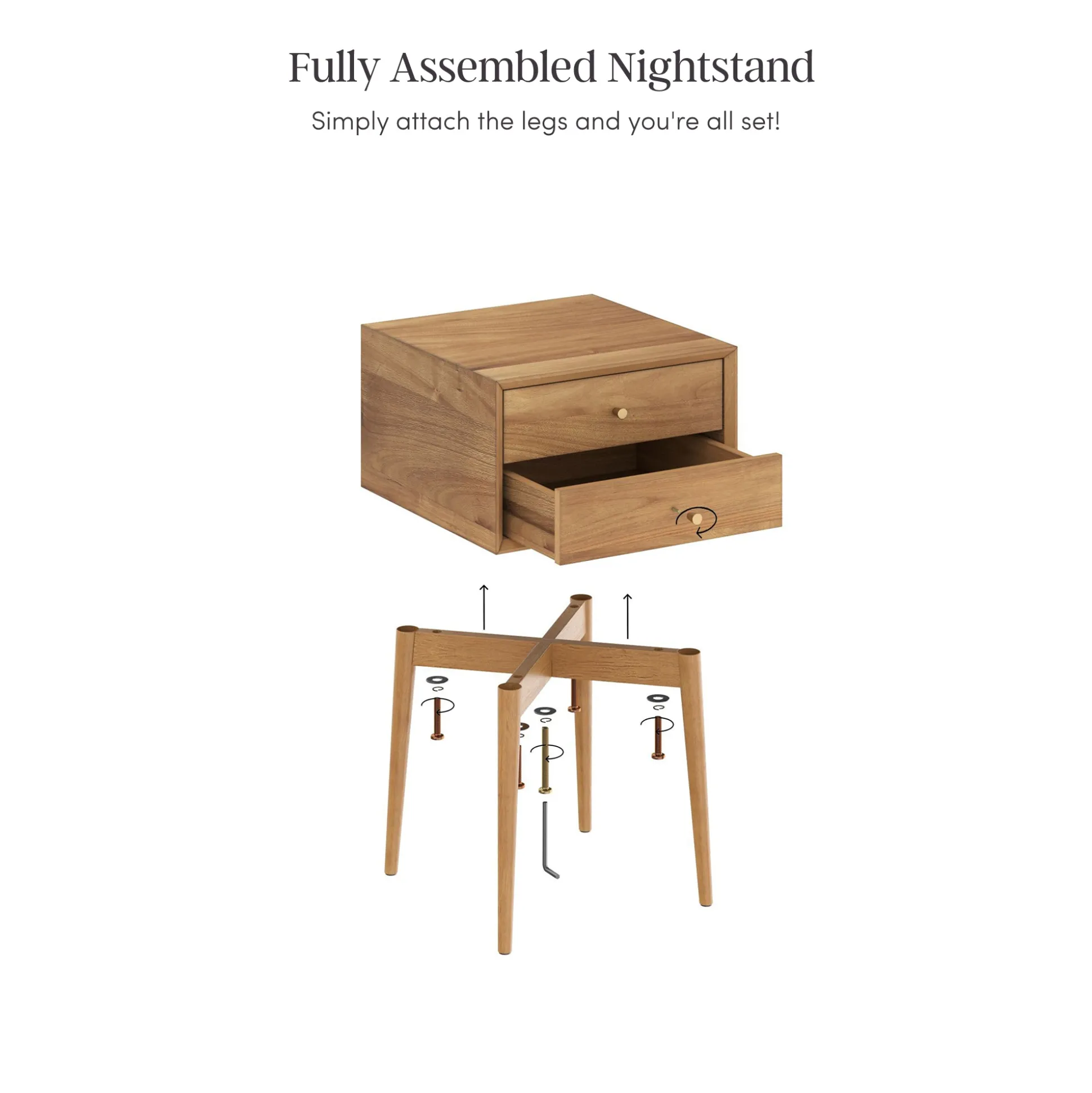 Wood Bedroom Set with Dresser and 2 Nightstands Light Acacia