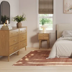 Wood Bedroom Set with Dresser and 2 Nightstands Light Acacia