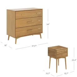 Wood Bedroom Set with Dresser and 2 Nightstands Light Acacia