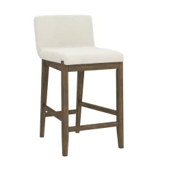 Wood Boucle Counter Height Bar Stool Dark Brown