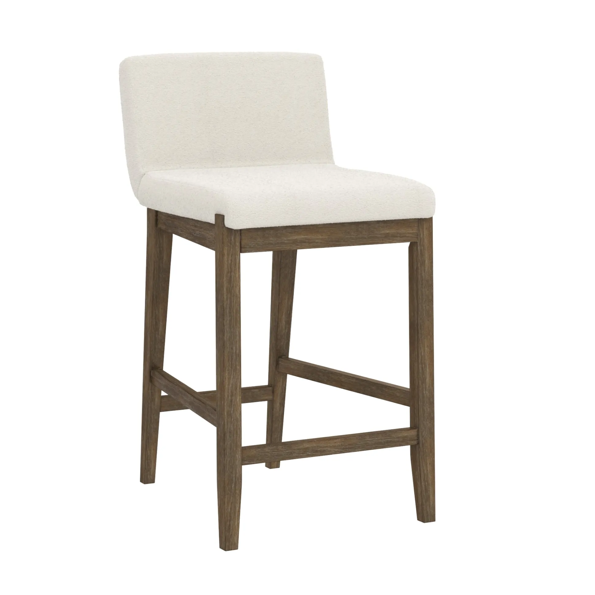 Wood Boucle Counter Height Bar Stool Dark Brown