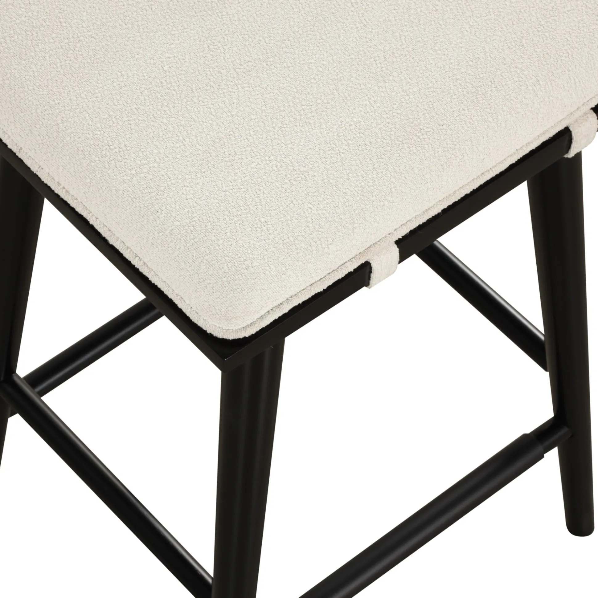 Wood & Boucle Counter Height Bar Stool Black