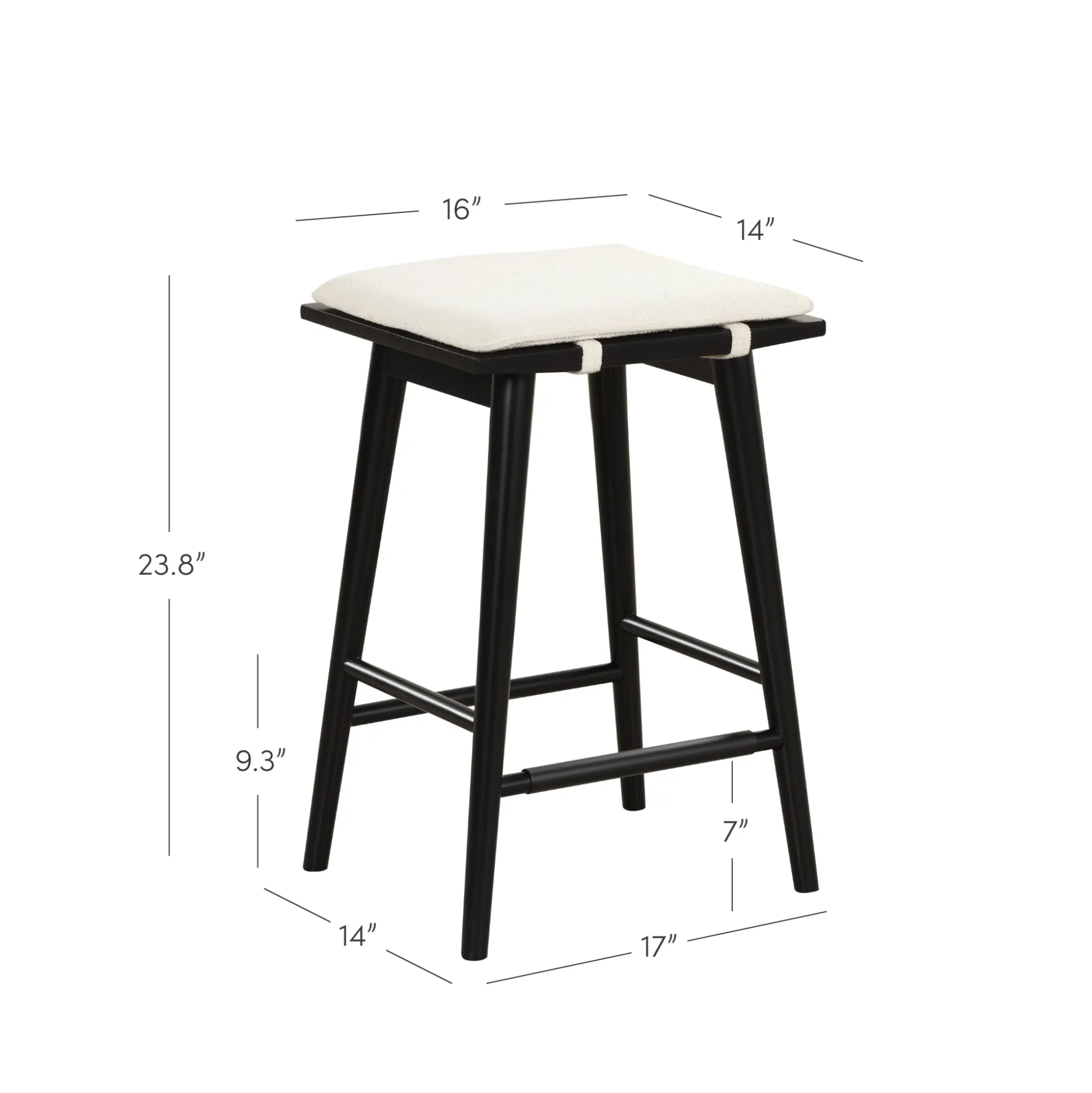 Wood & Boucle Counter Height Bar Stool Black
