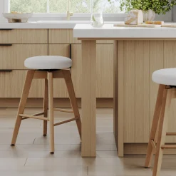 Wood Boucle Counter Height Swivel Counter Stool White Oak (Set of 2)