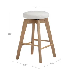 Wood Boucle Counter Height Swivel Counter Stool White Oak (Set of 2)