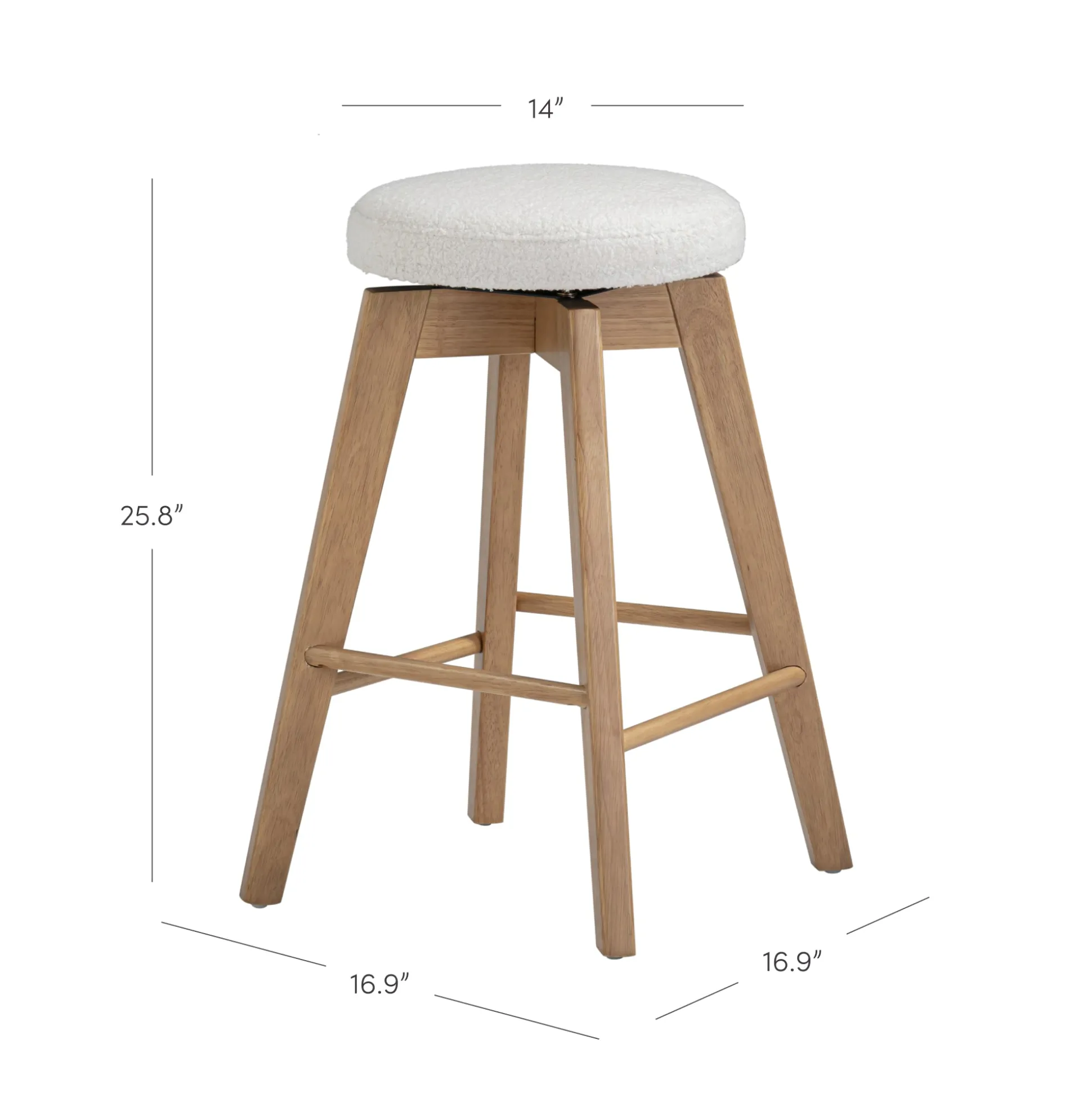 Wood Boucle Counter Height Swivel Counter Stool White Oak (Set of 2)