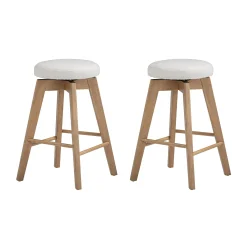 Wood Boucle Counter Height Swivel Counter Stool White Oak (Set of 2)