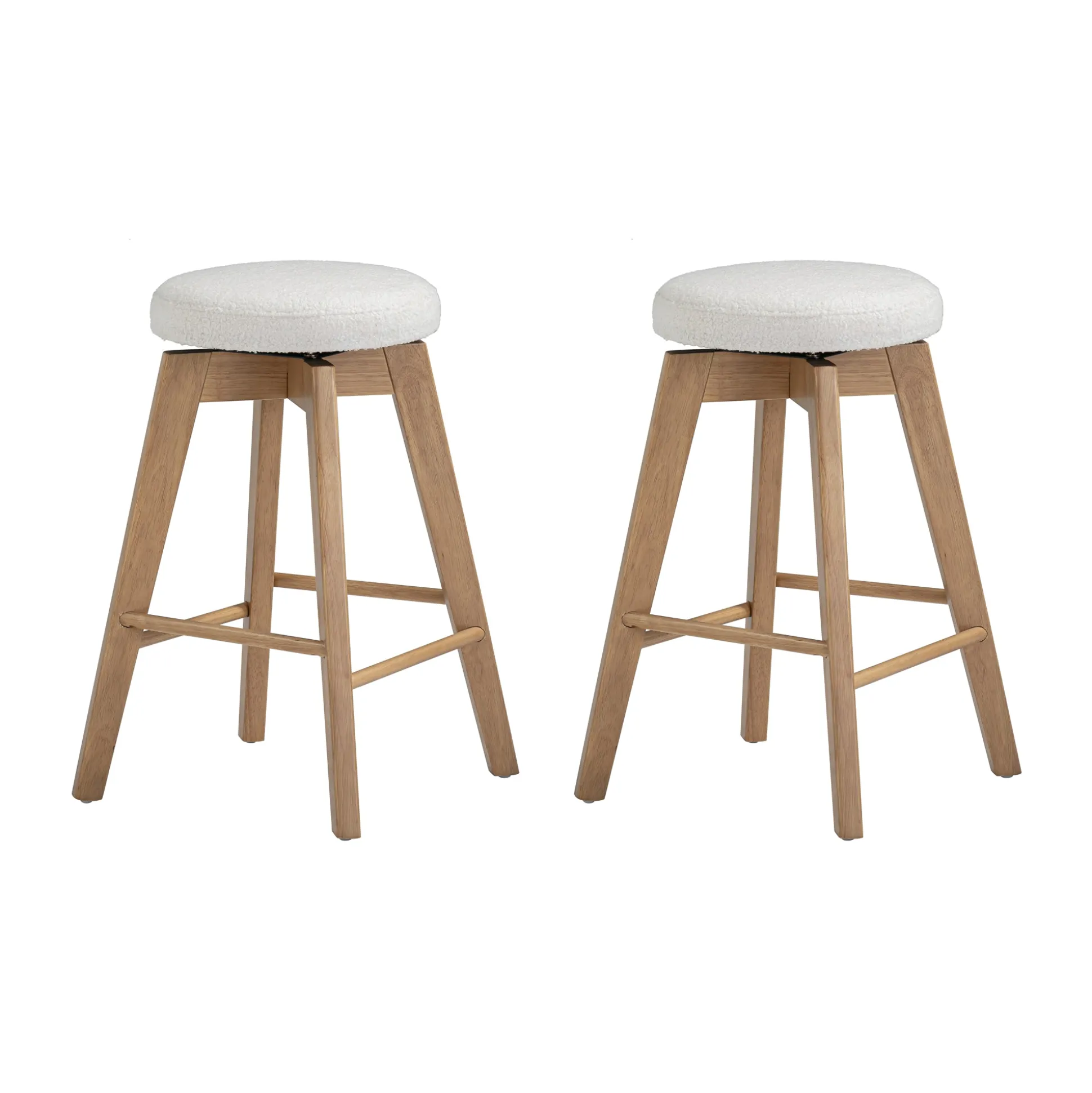 Wood Boucle Counter Height Swivel Counter Stool White Oak (Set of 2)