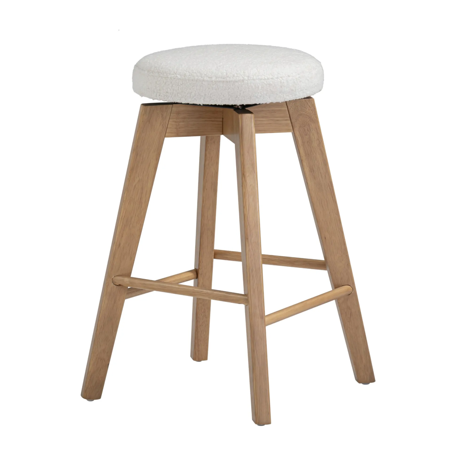 Wood Boucle Counter Height Swivel Counter Stool White Oak
