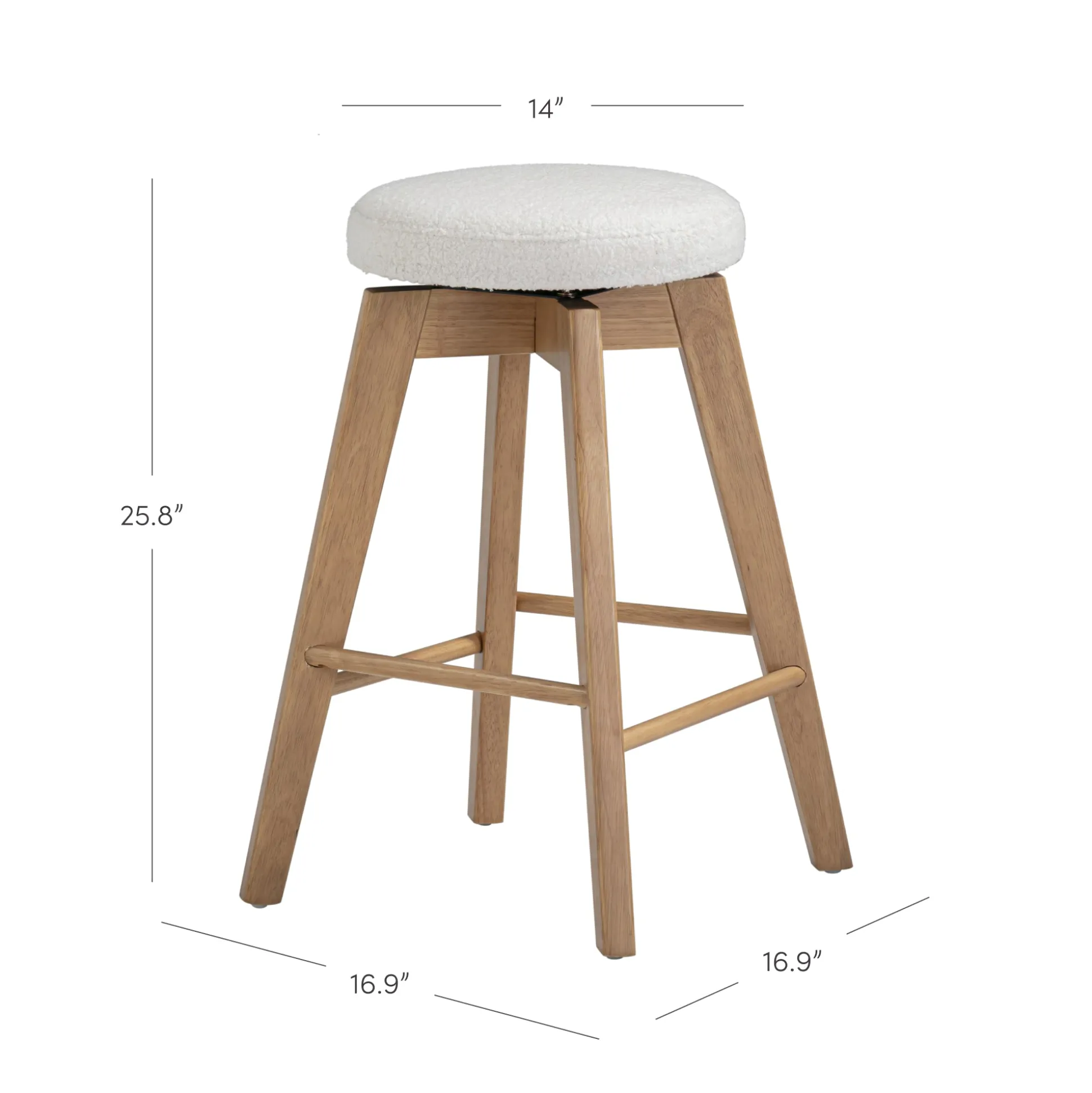 Wood Boucle Counter Height Swivel Counter Stool White Oak