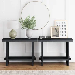 Wood Console Tables Black Oak (Set of 2)