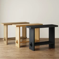Wood Console Tables Black Oak (Set of 2)