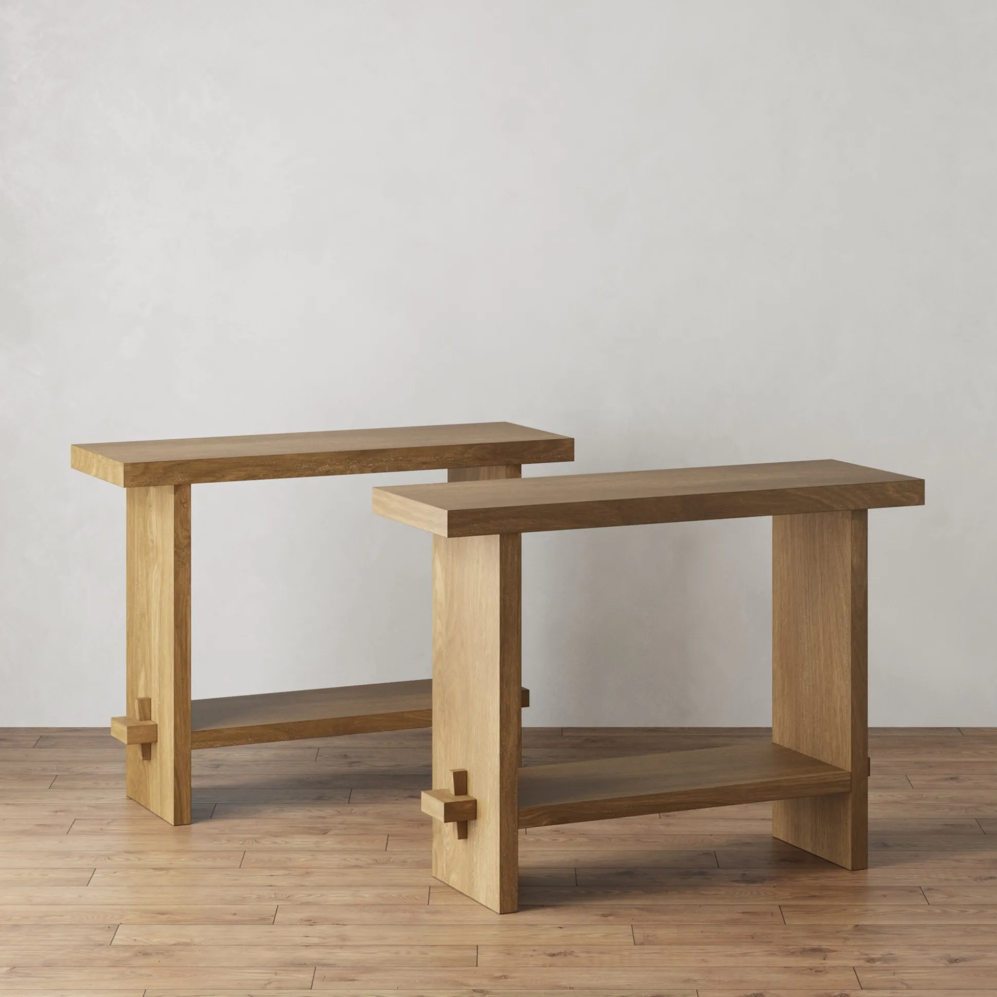 Wood Console Tables Light Brown (Set of 2)