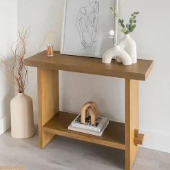 Wood Console Tables Light Brown (Set of 2)