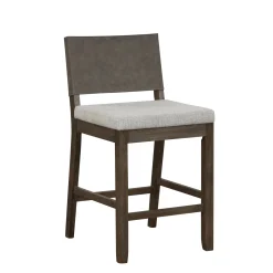 Wood Counter Height Bar Stools Dark Brown Ivory (Set of 4)