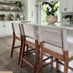 Wood Counter Height Bar Stools Light Brown Flax (Set of 3)