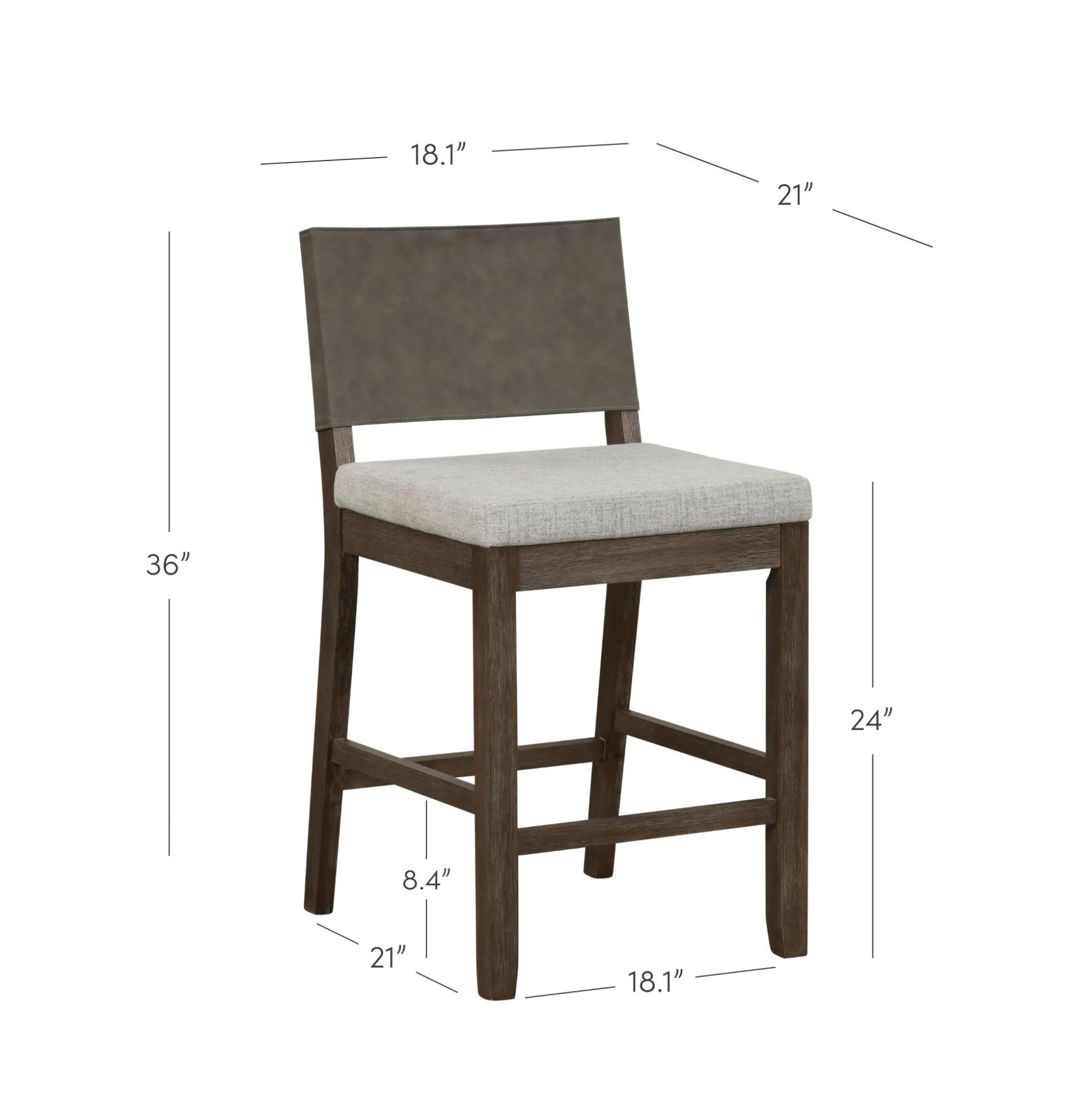 Wood Counter Height Bar Stools Dark Brown Ivory (Set of 3)