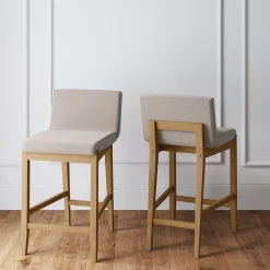 Wood Counter Height Bar Stools Light Brown (Set of 2)