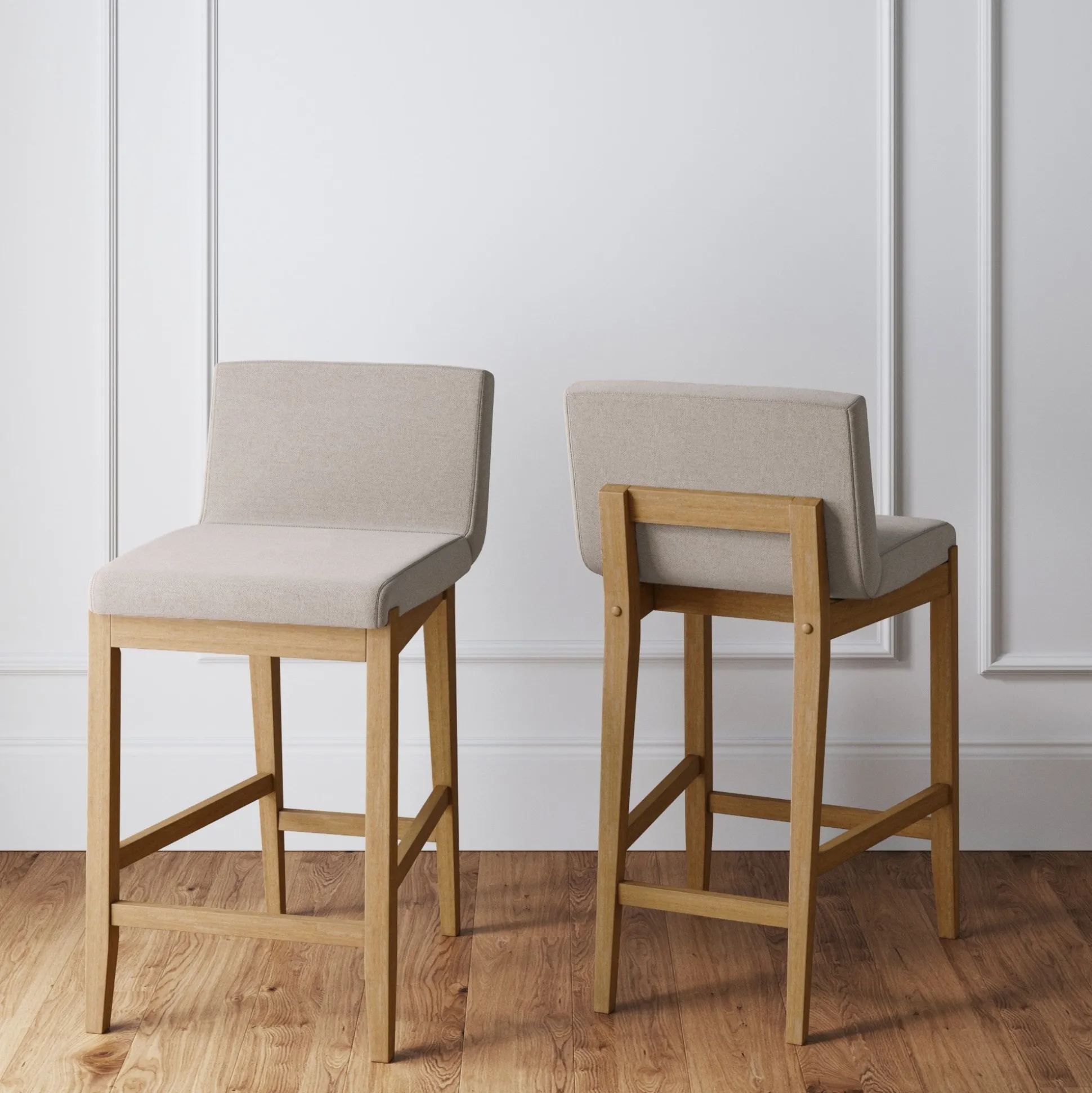 Wood Counter Height Bar Stools Light Brown (Set of 2)