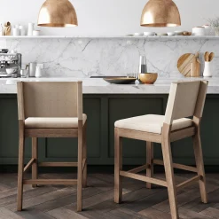 Wood Counter Height Bar Stools Light Brown Flax (Set of 2)