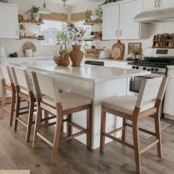 Wood Counter Height Bar Stools Light Brown Flax (Set of 2)