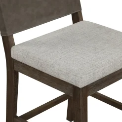 Wood Counter Height Bar Stool Dark Brown Ivory